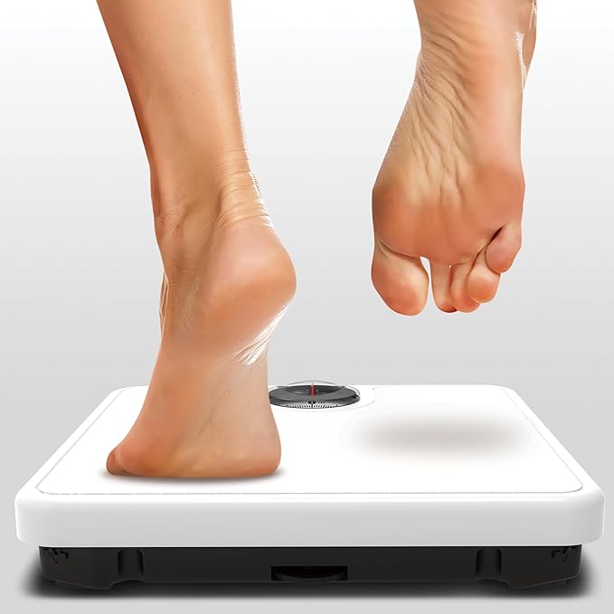 Salter 489JS WHDR Mechanical Bathroom Scales Easy to Read Display with Magnified Lens Measures Precise Weight in Stones and Kilograms No Batteries Required White