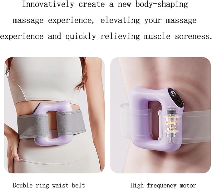 Fast Fat Burning Yoga Ring Massager Multifunctional Full-Body Fascia Ring Adjustable 3 Modes 5 Levels of Intensity Massage with Hands-Free Strap Ergonomic (Pink)