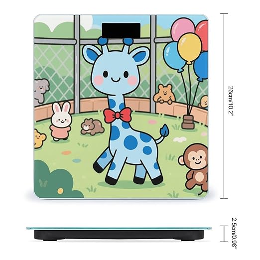 Cute Giraffe Weight Scale Cute Bathroom Scale for Body Highly Accurate Digital Weighing Machine for People Compact LCD Display Scales with Sturdy Toughened Glass Scales