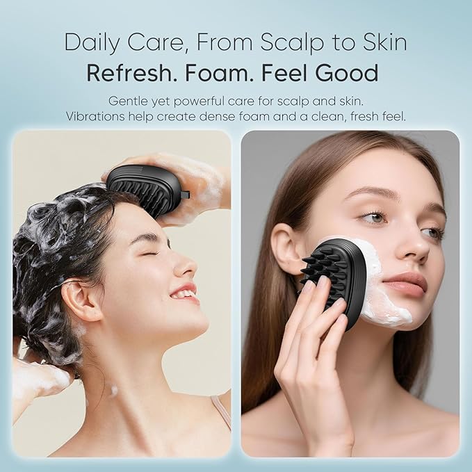 EKZ Sonic Vibrating Scalp Massager Shampoo Brush: Electric Silicone Hair Scrubber for Deep Scalp Clean Dandruff Removal Exfoliation Stress Relief &amp Hair Growth –Suitable for Women Men Kids &a