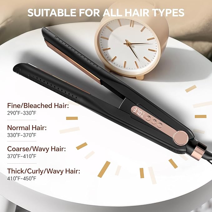 Nicebay Hair Straightener Flat Iron Hair Straightener and Curler-5 Temp Fast Heating Wide Voltage