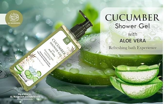 Cucumber Shower Gel with Aloe Vera 250ml / Refreshing Bath Experience for Clean Hydrated Skin/Pack of 1