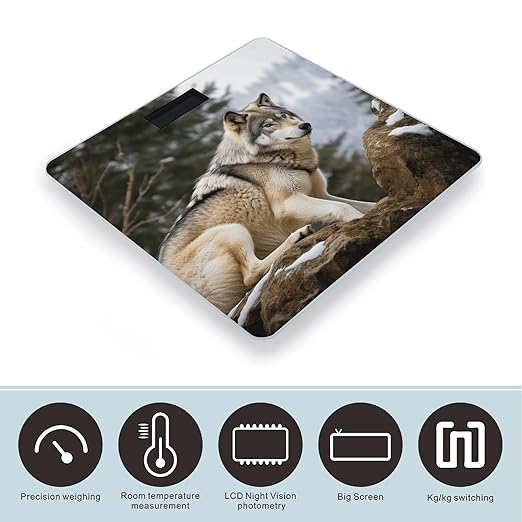 Snow Mountain Wild Wolf Smart Scale for Body Weight Accurate Bathroom Scale with LED Display Digital Weight Scales Weighing Machine High Precision Scales for Bath Home