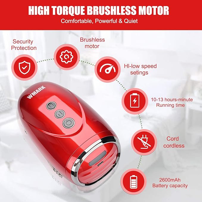 Professional Haircut Massager/Cordless Handheld Massager Vibration Neck/Legs/Hands/face Massager 2 Massage nodes 2600AMH (Red)