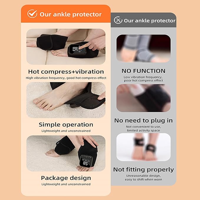 Naxir Foot Revive Massager Portable Triple Method Ankle Wrap with 3 Vibration Modes 1PC