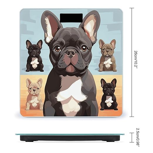 French Bulldog Dog Cute Bathroom Scale for Body Weight Bathroom Weighing Scale with Backlit LCD Display Highly Accurate Measures Weight Up to 180kg