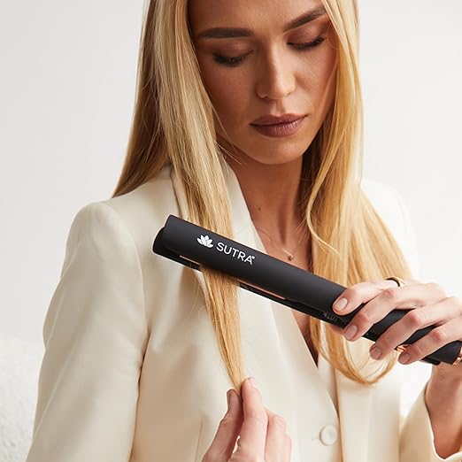 Sutra Professional IR2 Flat Iron - Ionic Infrared Hair Straightener with Adjustable Temperature Auto Shut-Off &amp Swivel Cord - Straight Iron for Straightening Hair - Rose Gold Titanium Plate