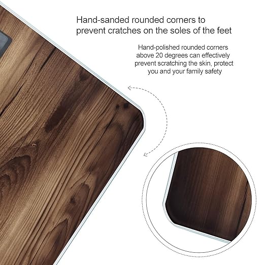Wood Grain Smart Scale for Body Weight Accurate Bathroom Scale with LED Display Digital Weight Scales Weighing Machine High Precision Scales for Bath Home