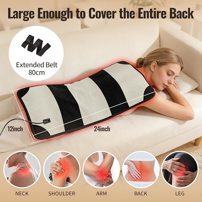 24’’ x 12’’ Red Light Therapy Belt for Body 660nm &amp 850nm Infrared Wrap with 3 Modes 5 Intensity Levels 10–90 Min Timer Adjustable LED Light for Muscle Relaxation &amp Wellness