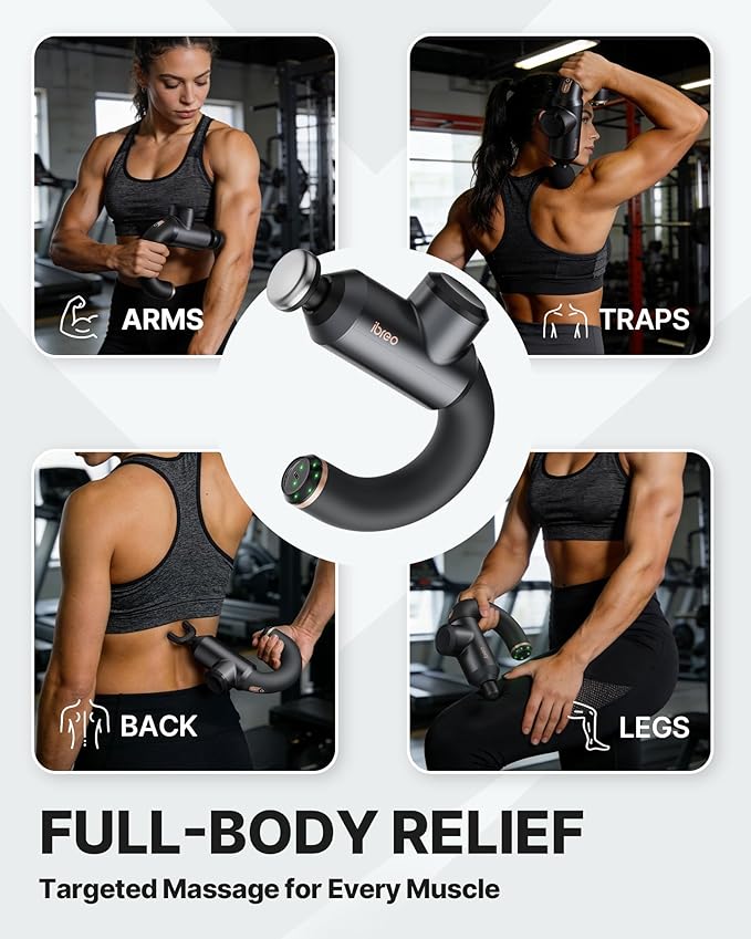 Surge Pro Deep Tissue Massage Gun with Heat Percussion Muscle Massager for Pain Relief with 12mm Amplitude 4 Speeds and 6 Massage Heads Handheld Back and Neck Massager for Athletes Men Women