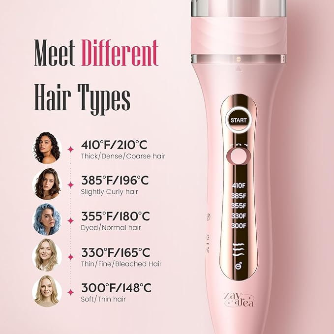 ZAVAREA Automatic Rotating Curling Iron for Long Hair - 1 Inch Curling Wand for Beach Waves &amp Loose Curls Easy Hair Curler for Beginners Anti-Scald &amp Frizz-Free Dual Voltage for Travel