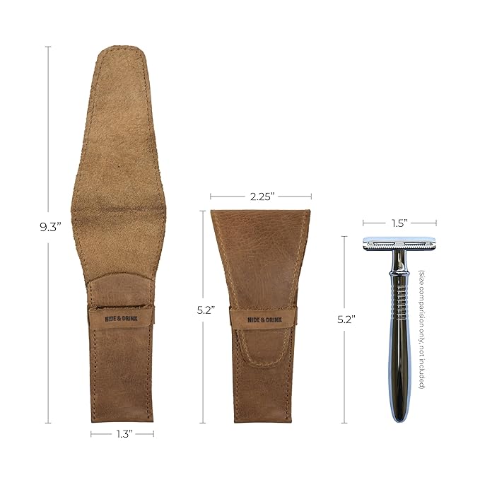 Hide &amp Drink Leather Safety Razor Case Shaving Accessories Personal Care Essentials Handmade Includes 101 Year Warranty (Single Malt Mahogany)