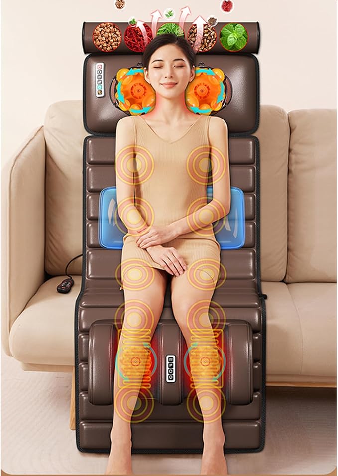 Full Body Massage Mat with Heat 20 Neck Shiatsu Kneading Massage Heads9 Modes and 9 Adjustable Force Electric Heated Massage Chair Back Pad for Neck Back Lumbar Leg Calf Muscle Relaxation
