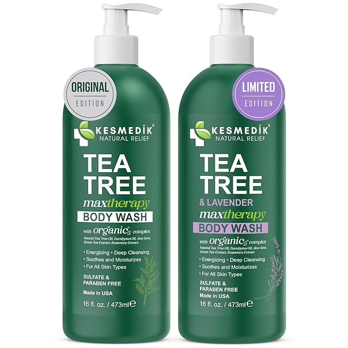 Tea Tree Oil Body Wash Original + Lavender Limited Edition Maxtherapy Bundle | Cleanser &amp Defense with 100% Pure Tea Oil &amp Lavender Oil 16 fl oz Each