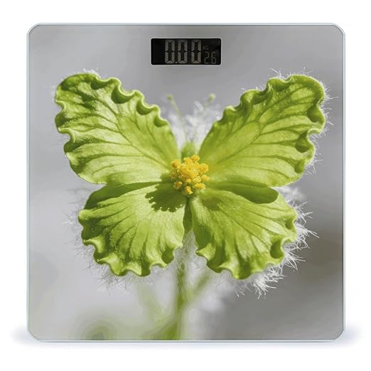 Green Butterfly Flower Smart Scale for Body Weight Digital Bathroom Scale Toughened Glass Weight Scale with Large LCD Backlight Display High Precision Scales Weighing Machine