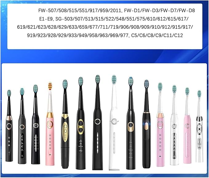 20Pcs Toothbrush Replacement Heads Compatible for SEAGO SG910/507/958/515/949/575/551(Black-20pcs)