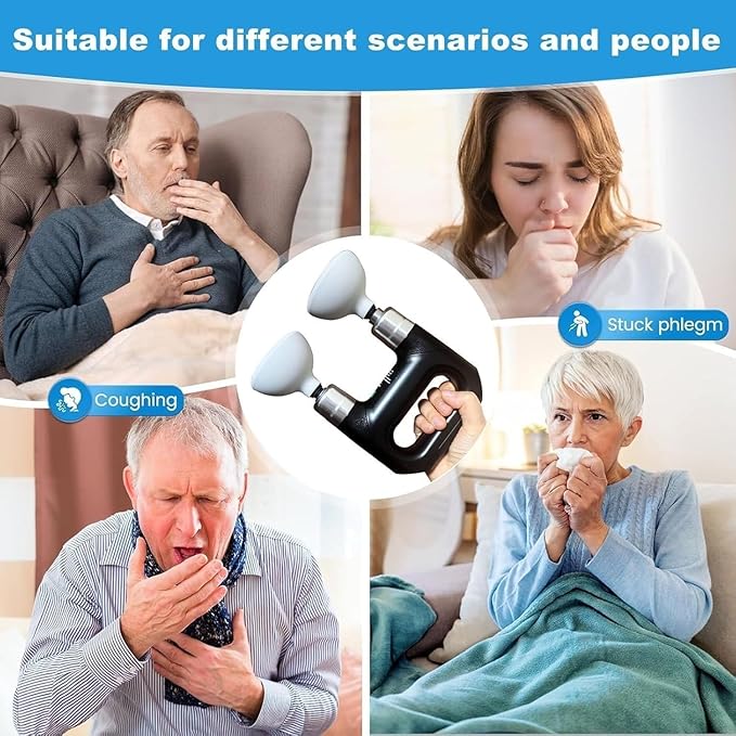 Electric Palm Chest Percussion Cup Dual Head Electric Patting Phlegm Remover Chest Percussion Massager for Mucus Relief Cup Style Vibration Physical Therapy for Back Body.