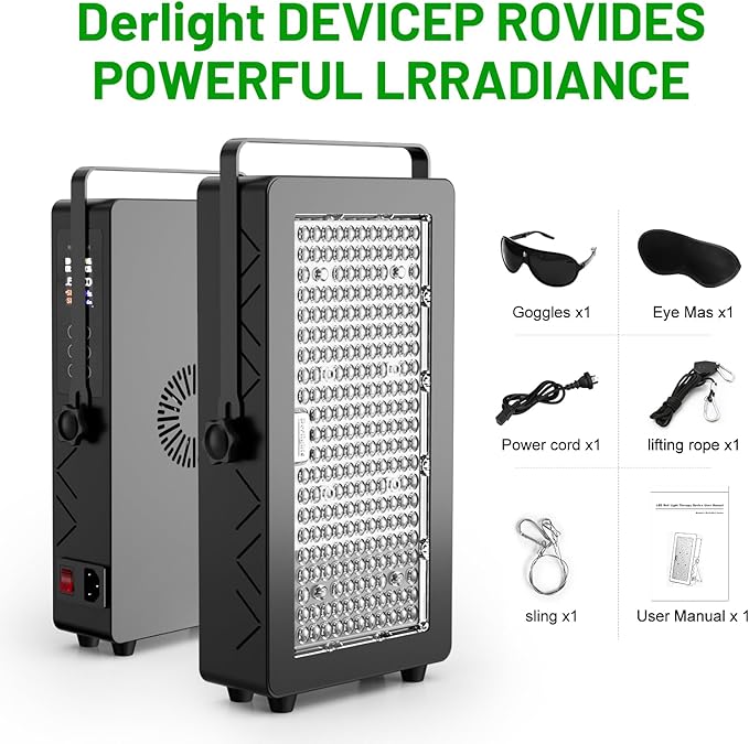 Red Light Lamp with Protective Glasses 100W Near Infrared Light 660nm 850nm High Power Panel 7 Time Settings 5 Brightness 3 Light Modes