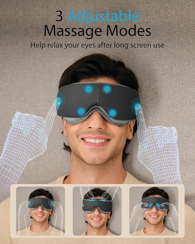 SKG Heated Eye Massager Portable Eye Mask for Relax &amp Eye Strain Relief Bluetooth Massaging Eye Massager Ideal Mother's Day/Birthday Gift for Mom Dad Women Men