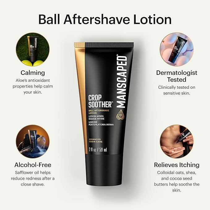 MANSCAPED® The Crop Preserver® &amp Crop Soother™ Men's Anti-Chafing Ball Deodorant with Cooling Aloe Vera &amp Groin Grooming Aftershave Lotion Infused with Colloidal Oats &amp Shea Butter