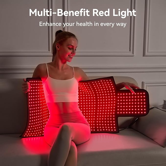 Extra Large Red Light Therapy Mat High-Density LEDs Full Body Red Light Therapy 660nm &amp 850nm Dual Wavelengths Foldable Red Light Therapy Blanket with Timer 47.5 x 20