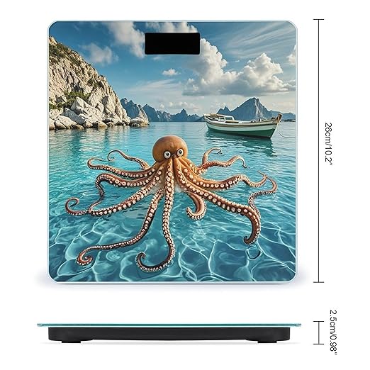 Octopus and Boat Scale for Body Weight Smart Scales Digital Bathroom Scale High Precision Weighing Scales with Large Display Weighing Machine for People