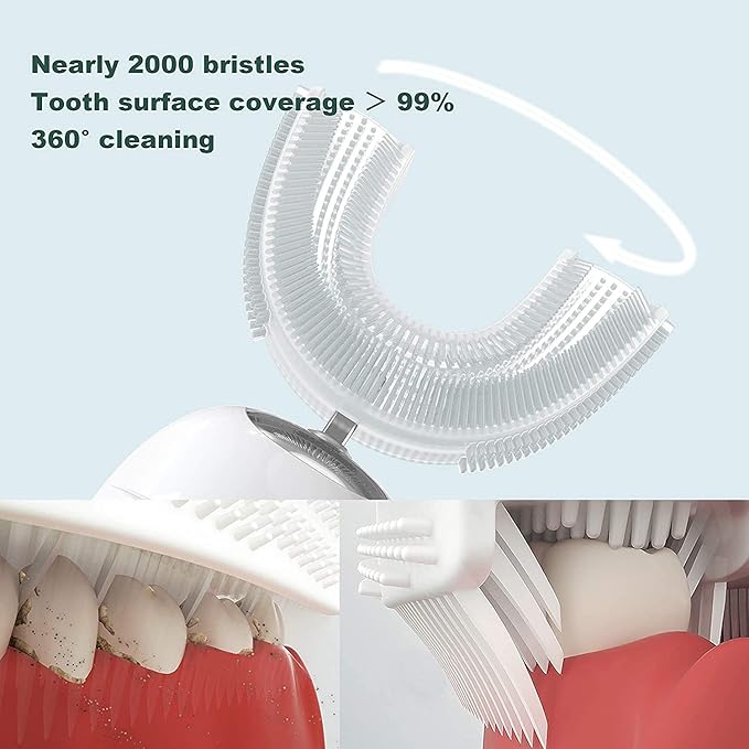 360° U-Shaped Automatic Sonic Toothbrush for Adults Suitable for People with Limited Mobility Original Newupgrade Electric Toothbrushes Multiple Brush Heads OptionsIPX7 Waterproof