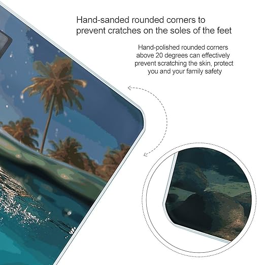 Palm Trees and Sea Turtles Diving Underwater Scale for Body Weight Anti-Slip Digital Bathroom Scale Sturdy Toughened Glass Weighing Scales High Precision Safe Rounded Corners Smart Scales