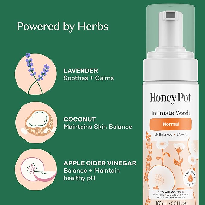 The Honey Pot Company - Feminine Wash - Herbal Infused - Sensitive Skin Types - PH Balanced Plant Based Hygiene Products - Normal - 5.51 Fluid Oz. (Pack of 3)