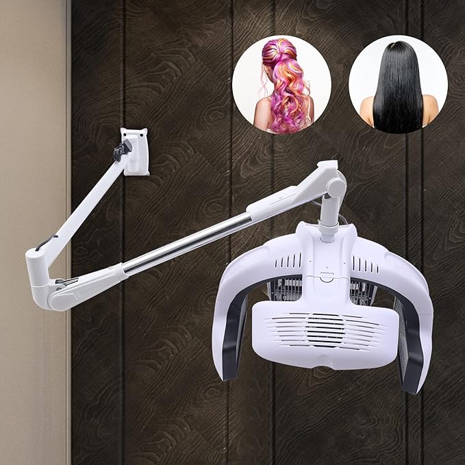 110V 1500W Wall Mounted Hair Dryer Hooded Dryer for Salon Adjustable Swing Arm Professional Hair Dryer Hairdressing Equipment