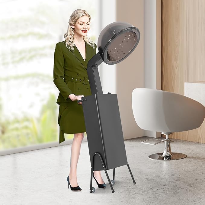 Professional Ion Hair Care Hood Hair Dryer 1200W Adjustable Temperature Portable Stand-Up Hair Dryer Hair Salon Hair Dryers with Wheels