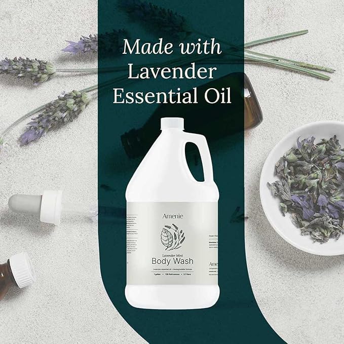 Lavender Mint Body Wash - 1 Gallon Refreshing &amp Nourishing Wash for All Skin Types Natural &amp Paraben-free Bulk Size for Spa &amp Hotel Use