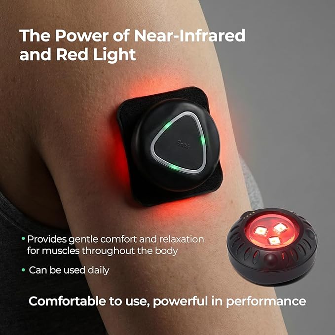 Aalok Patch Double | Near Infrared &amp Red Light Therapy Device- Pain Relief for Shoulders Back Knees Wrists Neck Foot. Portable Wearable &amp Rechargeable.