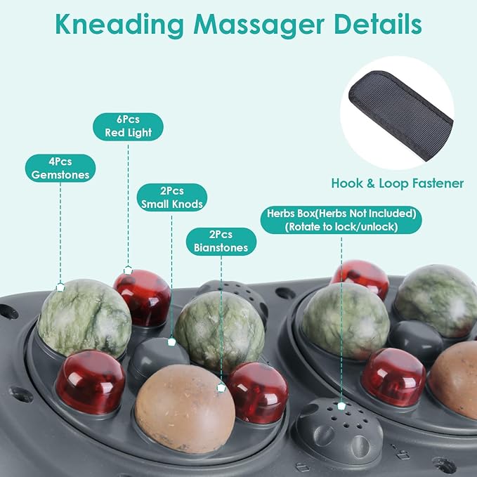 Stone Abdominal Massager - Dual Rotating Heads with 6 Red Lights 5 Modes 3 Speeds 3 Heat Settings 2500mAh Rechargeable Adjustable Belt for Menstrual/Bloating Relief