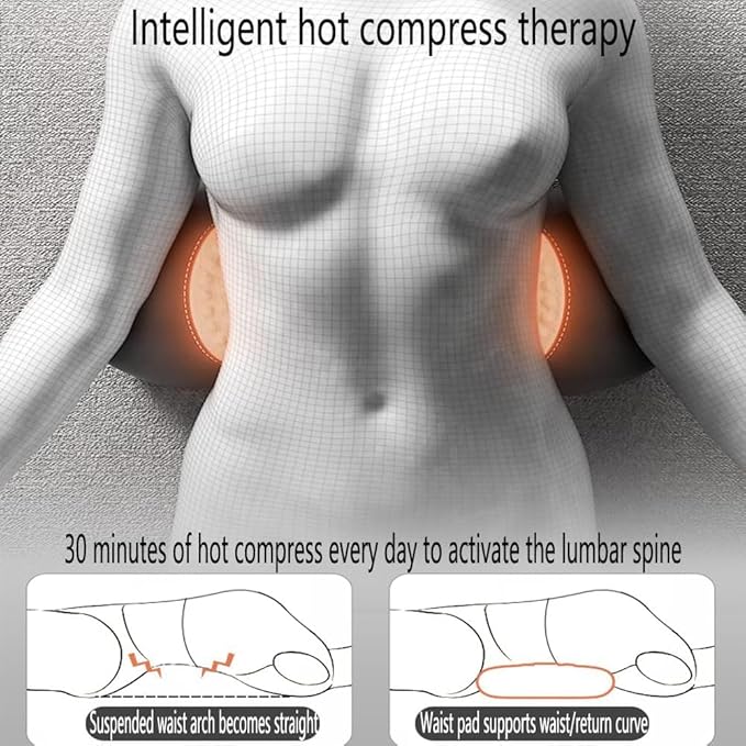 3-in-1 Back Massager Electric Lumbar Support Pillow with Heat &amp Vibration Waist Wedge Bolster for Bed or Office Chair Lower Back Pain Relief (Black1pcs)