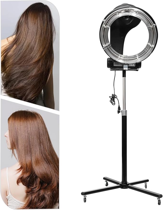 3 in 1 Hair Dryer Orbiting Infrared Hair TreatmentProfessional Salon Standing Hair DryerHalo Roller Ball Hair Color Processor 850w for Home and Salon(850W Black)