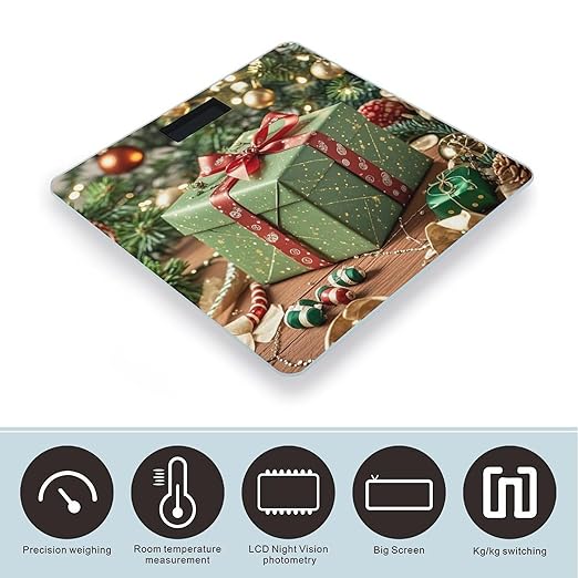 Wrapped Christmas Gift Scale for Body Weight Digital Bathroom Scale Toughened Glass High Precision Scales for Body Weight with Large LCD Backlight Display Weight Scales