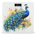 Peacock Watercolor Painting Bathroom Scale Rounded Smart Scale for Body Weight Automatic Power On/Off Weight Scales Accurate Bathroom Digital Scales for Pet Home Bedroom Kitchen
