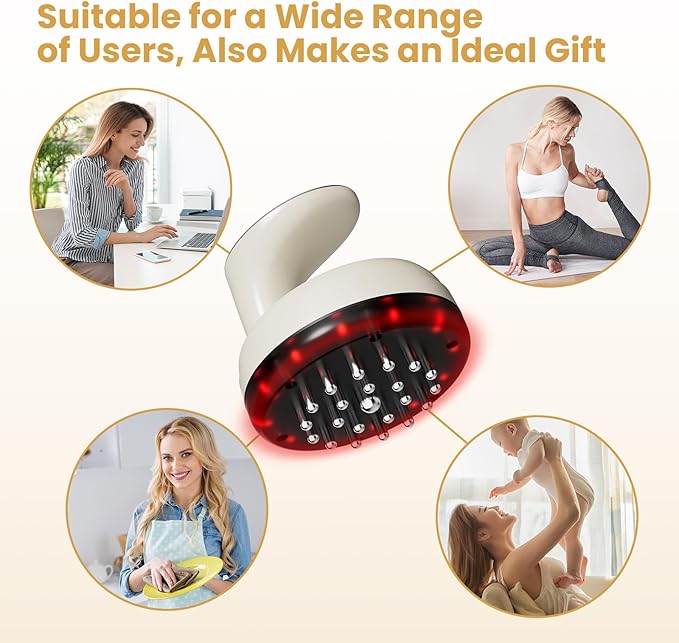 Electric Body Massager for Relaxation Gentle Vibration &amp Warming Massage with Smooth Edge Glide Design for Legs Arms &amp Abdomen Home Wellness Tool White/Beige