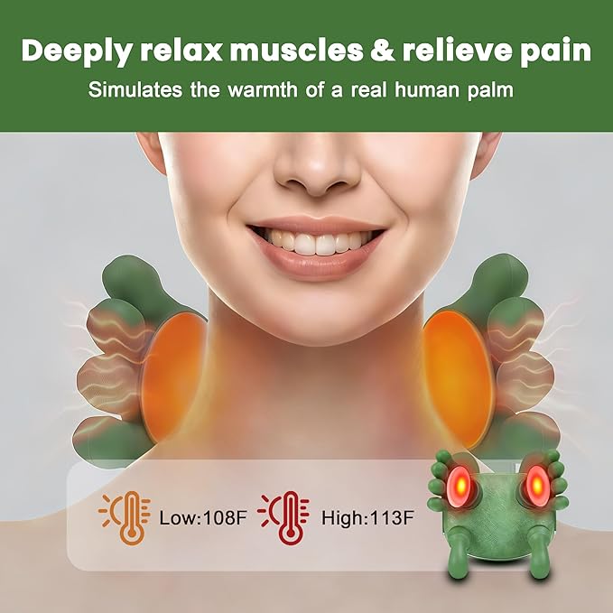 Neck Massager for Pain Relief Deep Tissue 4D Kneading Massage Quiet &amp Portable Lightweight 3-Speed Adjustment Cordless Neck and Shoulder Massager with Heat Electric Hand Massager for Muscle