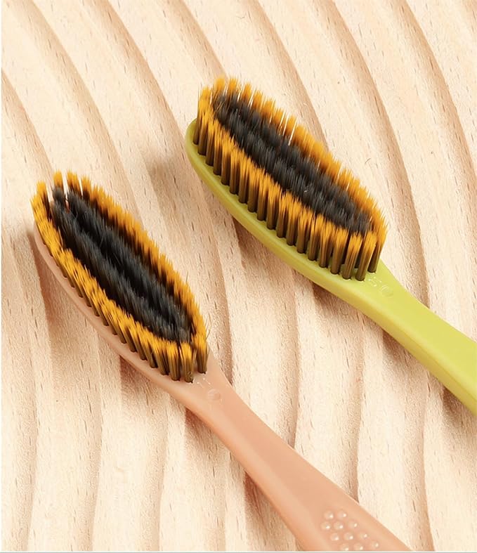 Adult Extra Soft-bristled Toothbrush‌ Bamboo Charcoal Long Toothbrush HeadPeriodontist Design Tapered Bristles for Sensitive Teeth &amp Receding Gums.【Extra Soft 10 Count (Pack of 1)】