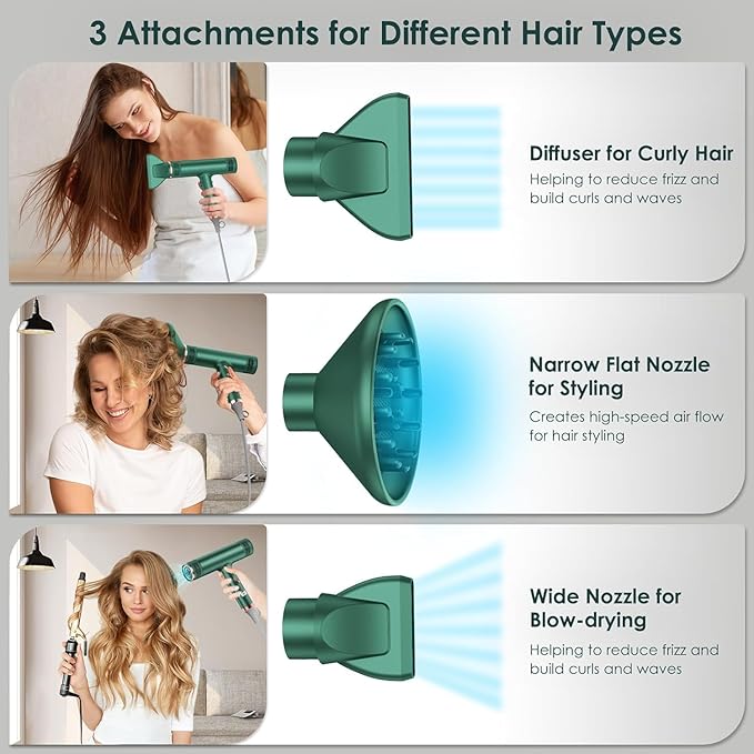 Hair Dryer with Diffuser Professional Brushless Motor Blow Dryer 3 Heating/3 Speed/Cold Botton for Fast-Drying Portable Dryer Gifts for Women/Men