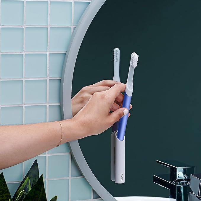 Quip Metal Sonic Electric Toothbrush for Adults - Time Travel &amp Soft Bristles with Travel Case &amp Replacement Brush Head - 3 Month Battery Life Indigo