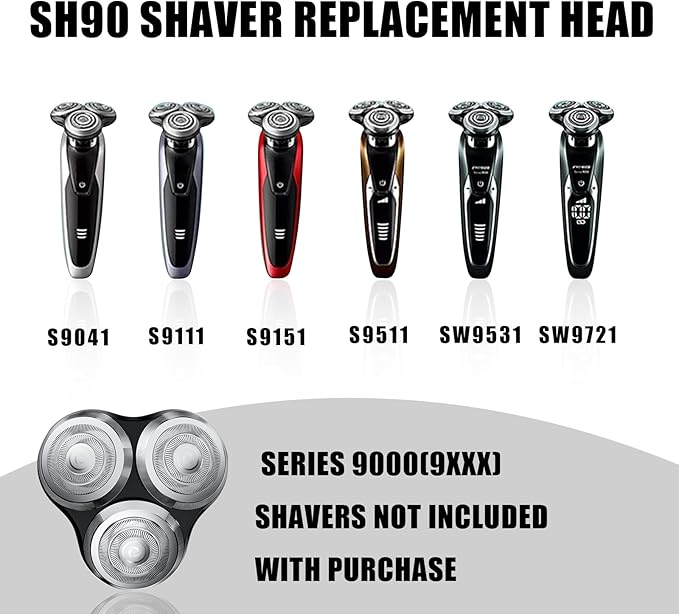 SH90 Replacement Rotary Heads Compatible with Philips Norelco Shavers Series 9000Replacement Shaver Head with Upgrade Double-Layer Precision Blades for Men's Shaving2 Packs