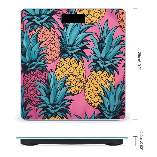 Color Pineapple Scale for Body Weight Precision Bathroom Weighing Scales with Back Lit LCD Display Sturdy Tempered Glass Body Weight Scales Digital Bathroom Scale 400lb