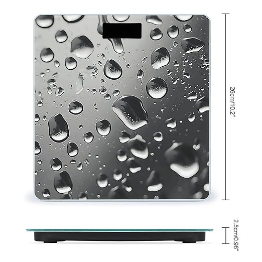 Water Droplets on Glass Scale for Body Weight Anti-Slip Tempered Glass Digital Bathroom Scales Clear LCD Display Weighing Scale Safe Rounded Corners Smart Scales