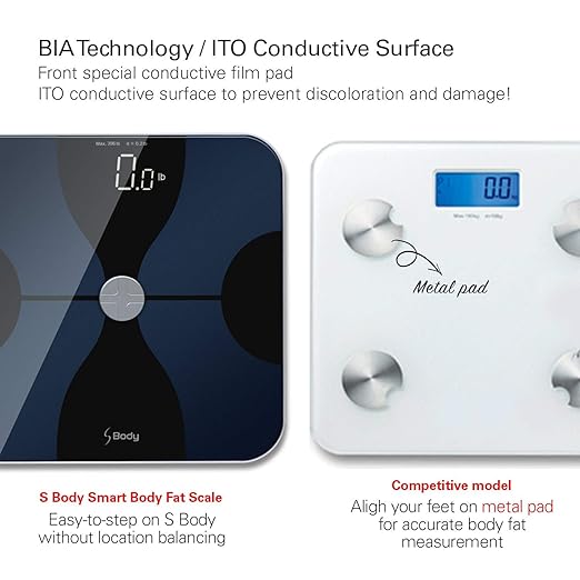 VisionTechShop S Body High Precision Ultra Wide Digital Body Weight Bathroom Scale up to 396lb/180kg Super-Clear Large LED DisplayStep-On Technology Black