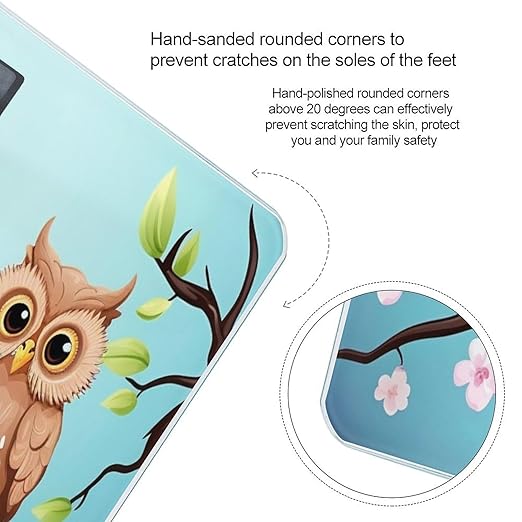 Owls on A Branch Weight Scale Large Bathroom Scales Digital Weight with Bright LED Display Non Slip Automatic Weighing Scale Fashion Weighing Machine for Body