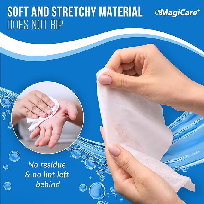 MagiCare 75% Large Alcohol Wipes (2 Canisters) - Alcohol Hand Sanitizing Wipes Unscented - Premium Hand Wipe Sanitizer Wipe - Home Classroom Cleaning Camping - 2 100ct Canisters (200pcs)