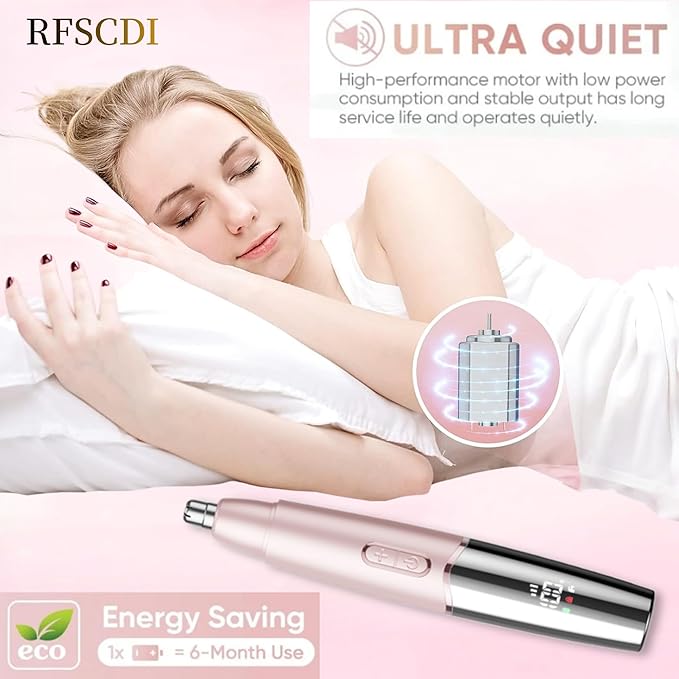 5-in-1 Rechargeable Nose &amp Facial Hair Trimmer - IPX7 Waterproof Dual Edge Grooming Kit for Men &amp Women Perfect for Hair Removal of Nose Eyebrows Arm Bikini and Ear Hair (Pink)